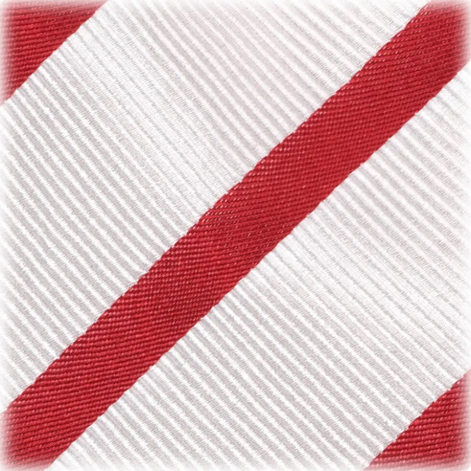 Viola Milano - Classic Stripe Selftipped Silk Jacquard Tie - Red / Navy - Made in Italy - Luxury Exclusive Collection - Avvenice