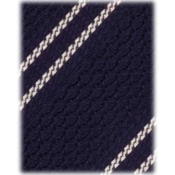 Viola Milano - Classic Stripe 3-Fold Grenadine Tie - Navy/White - Handmade in Italy - Luxury Exclusive Collection - Avvenice