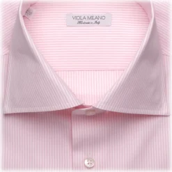 Viola Milano - Classic Stripe Shirt - Pink and White - Handmade in Italy - Luxury Exclusive Collection - Avvenice