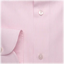Viola Milano - Classic Stripe Shirt - Pink and White - Handmade in Italy - Luxury Exclusive Collection - Avvenice