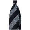 Viola Milano - Classic Stripe 3-Fold Grenadine Tie - Navy/Sea - Handmade in Italy - Luxury Exclusive Collection - Avvenice