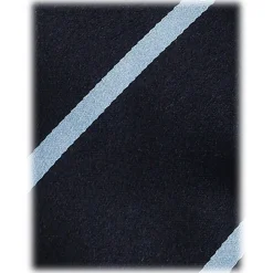 Viola Milano - Classic Stripe Selftipped Woven Silk Jacquard Tie - Navy/Sea - Handmade in Italy - Luxury Exclusive Collection - Avvenice