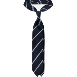 Viola Milano - Classic Stripe Selftipped Woven Silk Jacquard Tie - Navy/Sea - Handmade in Italy - Luxury Exclusive Collection - Avvenice