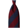 Viola Milano - Classic Stripe 3-Fold Grenadine Tie - Navy/Red - Handmade in Italy - Luxury Exclusive Collection - Avvenice