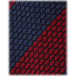 Viola Milano - Classic Stripe 3-Fold Grenadine Tie - Navy/Red - Handmade in Italy - Luxury Exclusive Collection - Avvenice