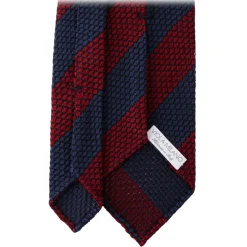 Viola Milano - Classic Stripe 3-Fold Grenadine Tie - Navy/Red - Handmade in Italy - Luxury Exclusive Collection - Avvenice