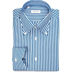 Viola Milano - Classic Stripe Button-Down Collar Dress Shirt - Blue - Handmade in Italy - Luxury Exclusive Collection - Avvenice