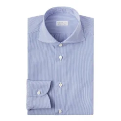 Viola Milano - Classic Stripe Shirt - Navy and White - Handmade in Italy - Luxury Exclusive Collection - Avvenice