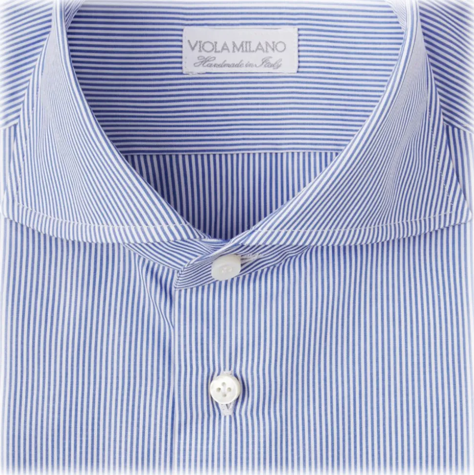 Viola Milano - Classic Stripe Shirt - Navy and White - Handmade in Italy - Luxury Exclusive Collection - Avvenice