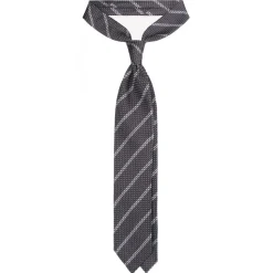 Viola Milano - Classic Stripe 3-Fold Grenadine Tie - Grey/White - Handmade in Italy - Luxury Exclusive Collection - Avvenice