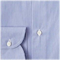 Viola Milano - Classic Stripe Cut-Away Collar Dress Shirt - Navy/White - Handmade in Italy - Luxury Exclusive Collection - Avvenice