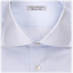 Viola Milano - Classic Stripe Cutaway-Collar Shirt - Navy - Handmade in Italy - Luxury Exclusive Collection - Avvenice