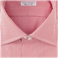 Viola Milano - Classic Stripe Napoli Collar Dress Shirt - Red/White - Handmade in Italy - Luxury Exclusive Collection - Avvenice