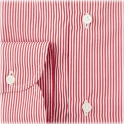 Viola Milano - Classic Stripe Napoli Collar Dress Shirt - Red/White - Handmade in Italy - Luxury Exclusive Collection - Avvenice