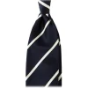 Viola Milano - Classic Stripe Selftipped Woven Silk Jacquard Tie – Navy / White - Made in Italy - Luxury Exclusive Collection - Avvenice