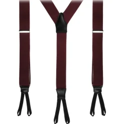 Viola Milano - Classic Width Braces L Braid Ends - Solid Burgundy - Handmade in Italy - Luxury Exclusive Collection - Avvenice