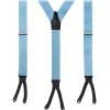 Viola Milano - Classic Width Braces L Braid Ends - Polka Dot Light Blue - Handmade in Italy - Luxury Exclusive Collection - Avvenice