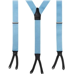 Viola Milano - Classic Width Braces L Braid Ends - Polka Dot Light Blue - Handmade in Italy - Luxury Exclusive Collection - Avvenice
