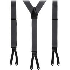 Viola Milano - Classic Width Braces L Braid Ends - Solid Charcoal - Handmade in Italy - Luxury Exclusive Collection - Avvenice