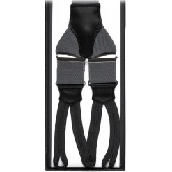 Viola Milano - Classic Width Braces L Braid Ends - Solid Charcoal - Handmade in Italy - Luxury Exclusive Collection - Avvenice