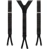 Viola Milano - Classic Width Braces L Braid Ends - Polka Dot Black - Handmade in Italy - Luxury Exclusive Collection - Avvenice