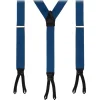 Viola Milano - Classic Width Braces L Braid Ends - Solid Blue - Handmade in Italy - Luxury Exclusive Collection - Avvenice