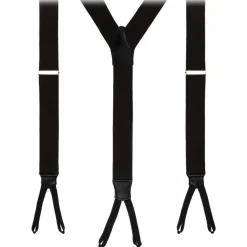 Viola Milano - Classic Width Braces L Braid Ends - Solid Black - Handmade in Italy - Luxury Exclusive Collection - Avvenice