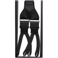 Viola Milano - Classic Width Braces L Braid Ends - Solid Black - Handmade in Italy - Luxury Exclusive Collection - Avvenice