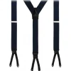 Viola Milano - Classic Width Braces L Braid Ends - Solid Navy - Handmade in Italy - Luxury Exclusive Collection - Avvenice