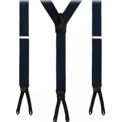 Viola Milano - Classic Width Braces L Braid Ends - Solid Navy - Handmade in Italy - Luxury Exclusive Collection - Avvenice