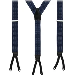 Viola Milano - Classic Width Braces L Braid Ends - Polka Dot Navy - Handmade in Italy - Luxury Exclusive Collection - Avvenice