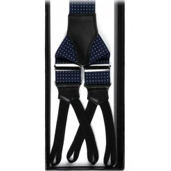 Viola Milano - Classic Width Braces L Braid Ends - Polka Dot Navy - Handmade in Italy - Luxury Exclusive Collection - Avvenice