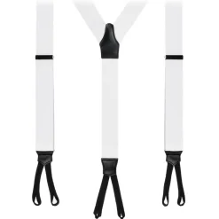 Viola Milano - Classic Width Braces L Braid Ends - Solid White - Handmade in Italy - Luxury Exclusive Collection - Avvenice