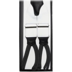 Viola Milano - Classic Width Braces L Braid Ends - Solid White - Handmade in Italy - Luxury Exclusive Collection - Avvenice