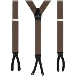 Viola Milano - Classic Width Braces L Braid Ends - Solid Coffee - Handmade in Italy - Luxury Exclusive Collection - Avvenice