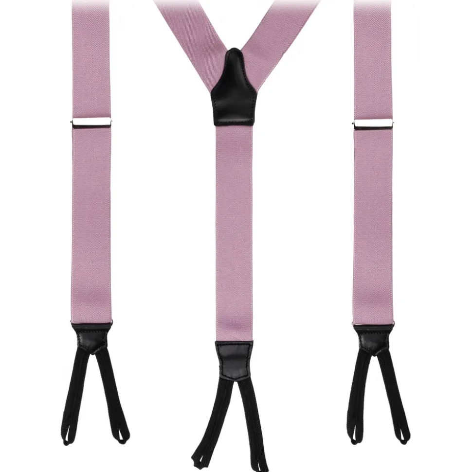 Viola Milano - Classic Width Braces L Braid Ends - Solid Pink - Handmade in Italy - Luxury Exclusive Collection - Avvenice