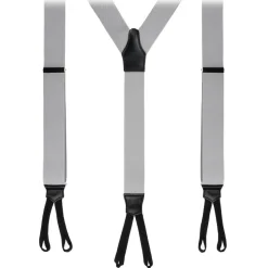 Viola Milano - Classic Width Braces L Braid Ends - Solid Light Grey - Handmade in Italy - Luxury Exclusive Collection - Avvenice