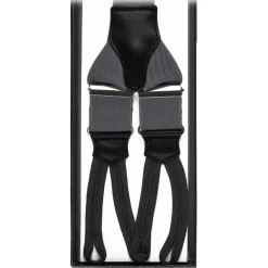 Viola Milano - Classic Width Braces L Braid Ends - Solid Light Grey - Handmade in Italy - Luxury Exclusive Collection - Avvenice