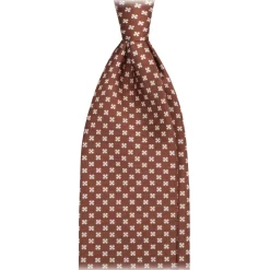 Viola Milano - Clover Floral Selftipped Italian Silk Tie - Brown - Handmade in Italy - Luxury Exclusive Collection - Avvenice
