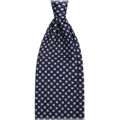 Viola Milano - Clover Floral Selftipped Italian Silk Tie - Navy - Handmade in Italy - Luxury Exclusive Collection - Avvenice