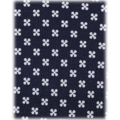 Viola Milano - Clover Floral Selftipped Italian Silk Tie - Navy - Handmade in Italy - Luxury Exclusive Collection - Avvenice