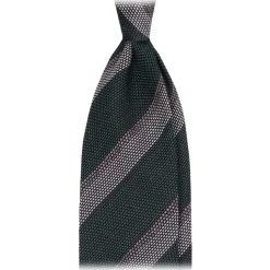 Viola Milano - Club Stripe 3-fold Grenadine Tie - Green Mix - Handmade in Italy - Luxury Exclusive Collection - Avvenice