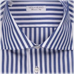Viola Milano - Como Stripe Cut-Away Collar Dress Shirt - Light Blue/White - Handmade in Italy - Luxury Exclusive Collection - Avvenice