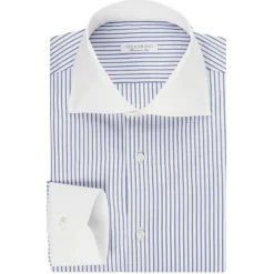 Viola Milano - Contrast Collar Cut-Away Collar Shirt - Multi Stripe - Handmade in Italy - Luxury Exclusive Collection - Avvenice