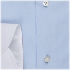 Viola Milano - Contrast Collar Shirt - Blue and White - Handmade in Italy - Luxury Exclusive Collection - Avvenice