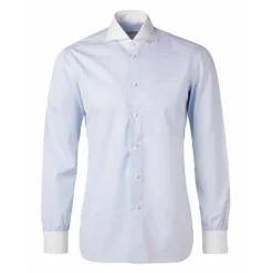 Viola Milano - Contrast Collar Shirt - Blue and White - Handmade in Italy - Luxury Exclusive Collection - Avvenice