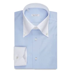 Viola Milano - Contrast Collar Shirt - Light Blue - Handmade in Italy - Luxury Exclusive Collection - Avvenice