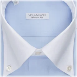 Viola Milano - Contrast Collar Shirt - Light Blue - Handmade in Italy - Luxury Exclusive Collection - Avvenice