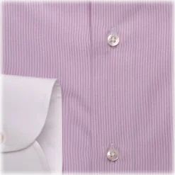 Viola Milano - Contrast Collar Shirt - Viola and White - Handmade in Italy - Luxury Exclusive Collection - Avvenice
