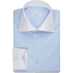 Viola Milano - Contrast Collar Cut-Away Collar Shirt - Blue/White - Handmade in Italy - Luxury Exclusive Collection - Avvenice